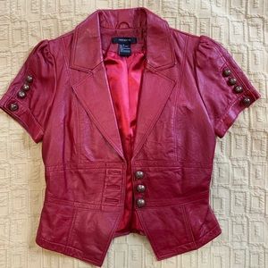 Arden B red leather jacket